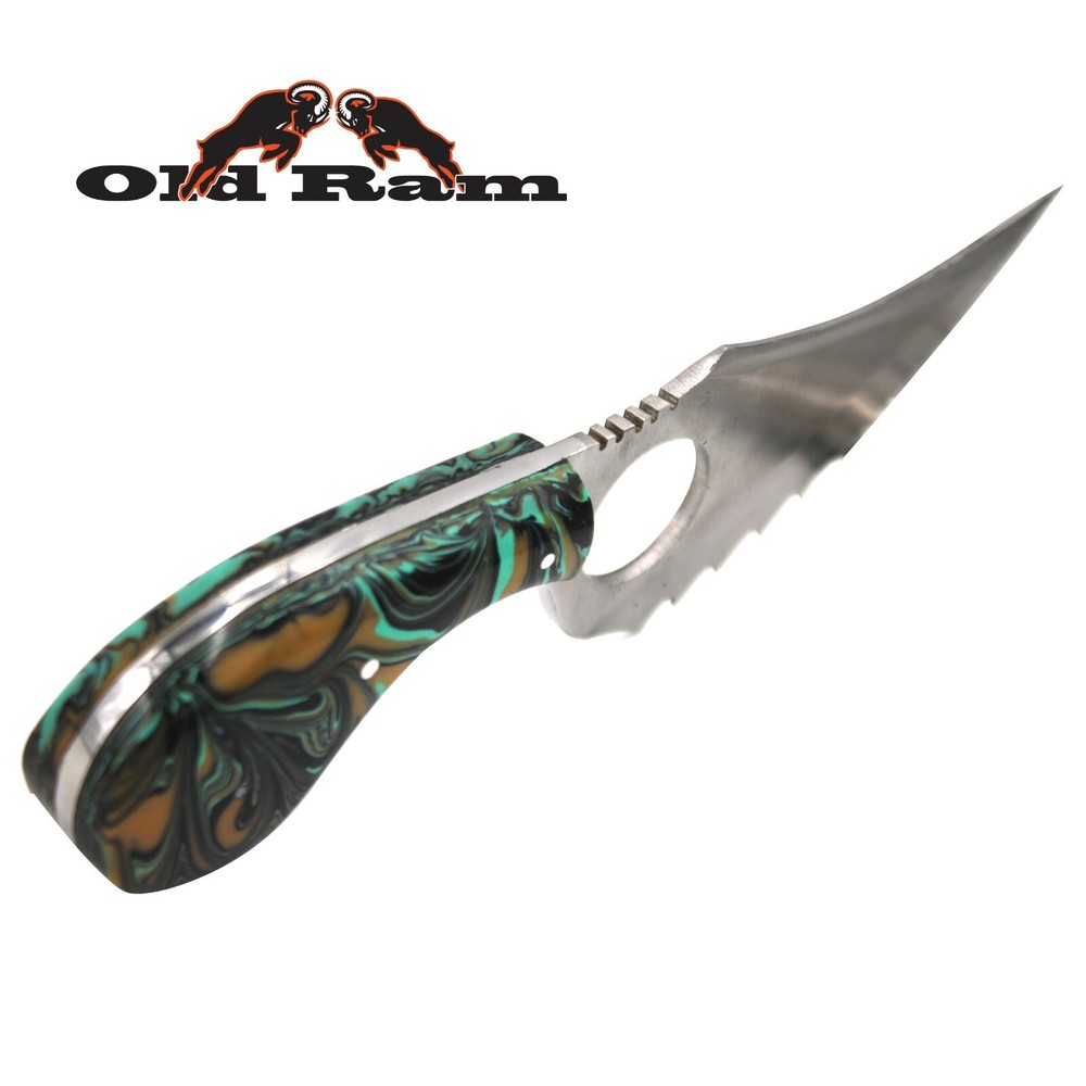 Old Ram Fixed Blade Skinner Knife w/Leather Sheath