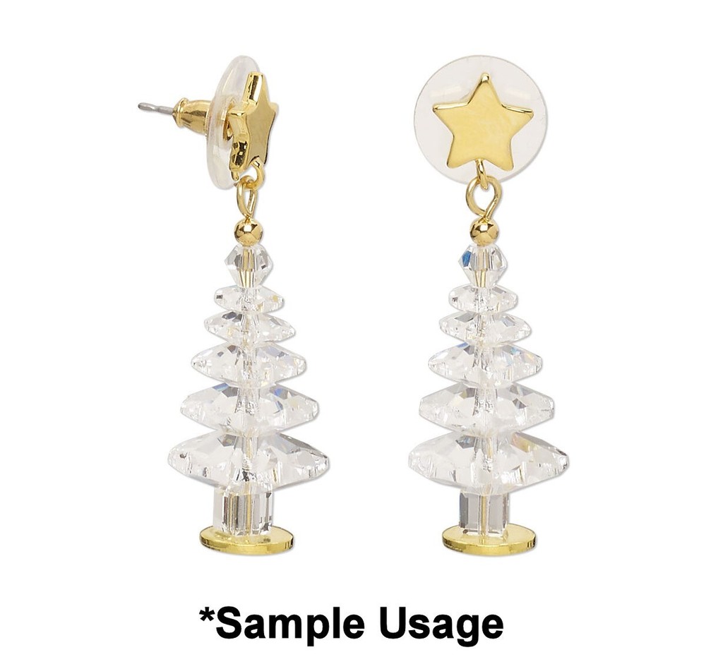 Earstud, 2 Pair Silver Plated Steel 9mm STAR Earring Post with Closed Loop