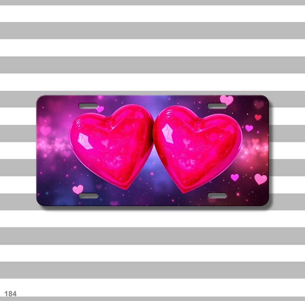 Modern Hearts License Plate Optional Text Vanity Plate Holiday Gift