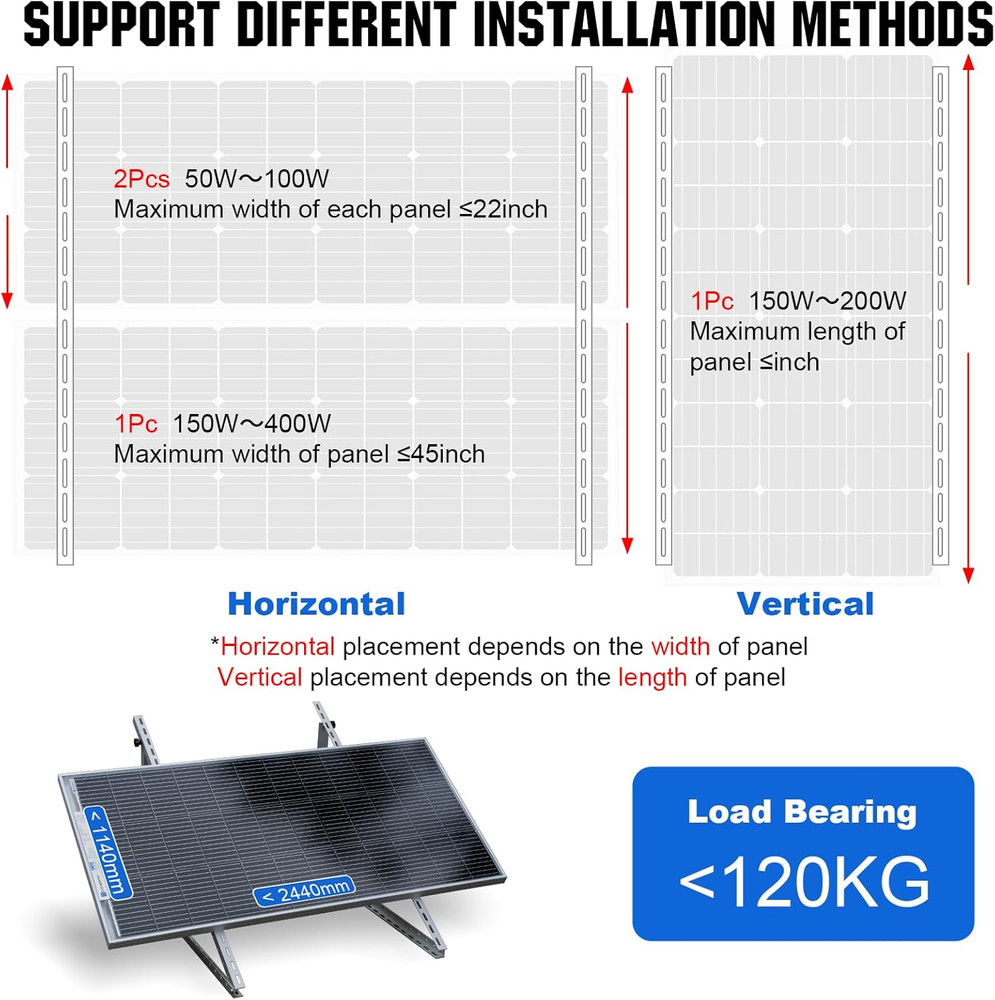 Upgraded 45In Solar Panel Mount Brackets, with Foldable Tilt Legs, Suitable for