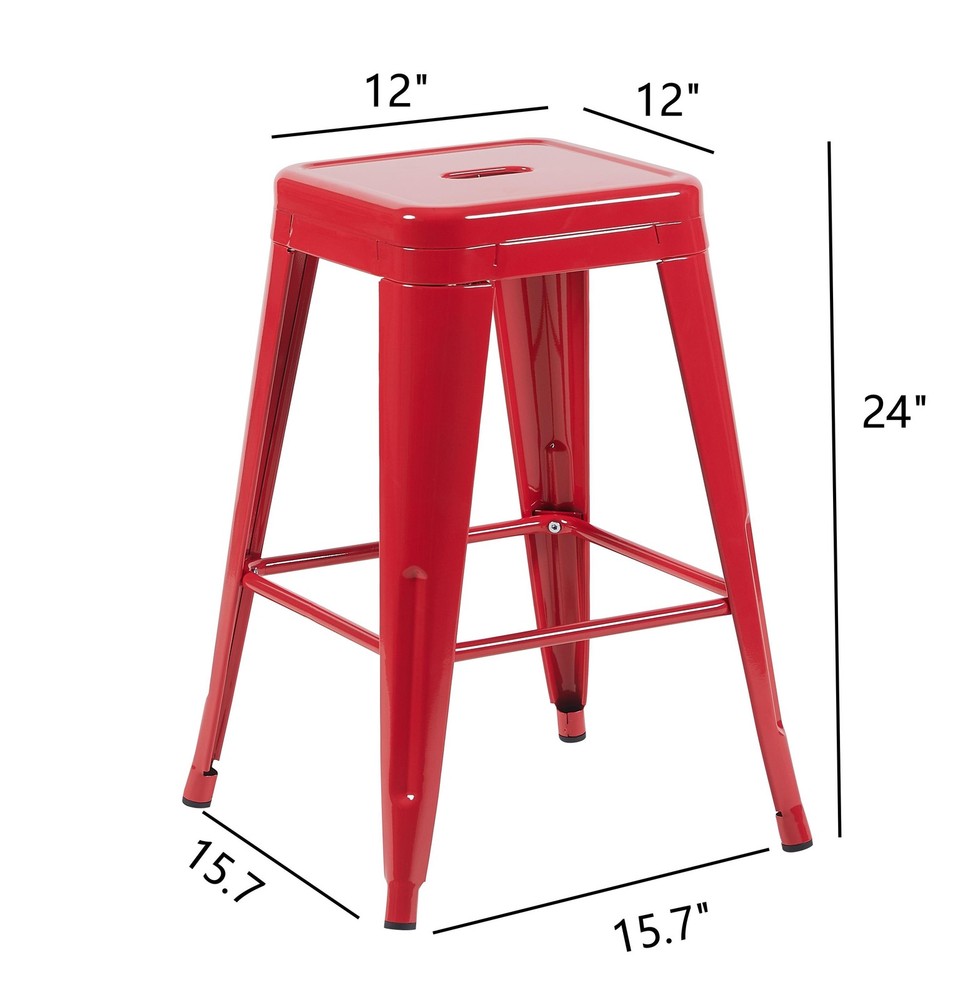 24 Inch Counter Height Stool, Backless Metal Bar Stools Set of 4, Non-Stackabl