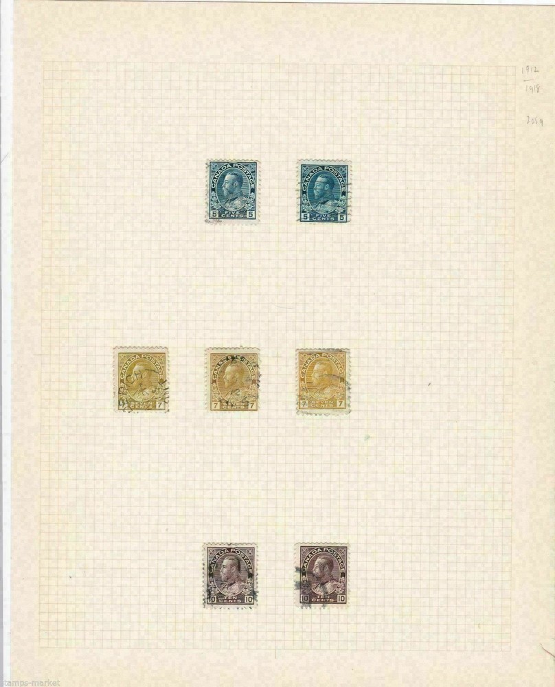 CANADA 1911 - 22 , GEORGE V USED VALUES , REF 1294