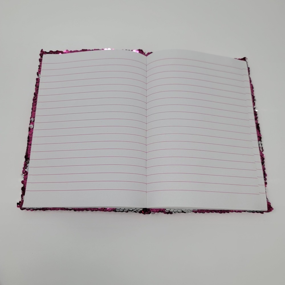 Flip Sequin Color Change Journal Diary Pink Silver Lined Notebook 80 Sheets
