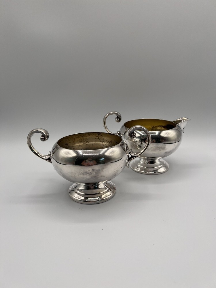 Vintage Bristol Silver Creamer and Sugar Bowl Set