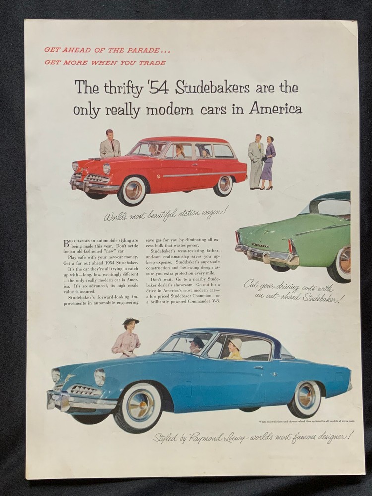 1954 VTG Automobile Print Ad ~ Antique Studebaker
