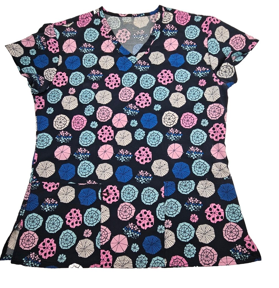 Scrubfinity PerformX 2 Pocket V Neck Scrub Top Womens Size Small Multicolor