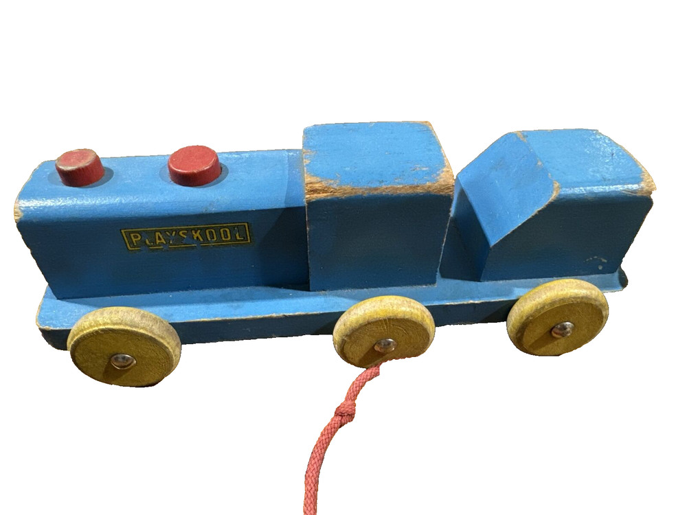 VINTAGE PLAYSKOOL WOODEN TAKE APART TRAIN SET PULL TOY