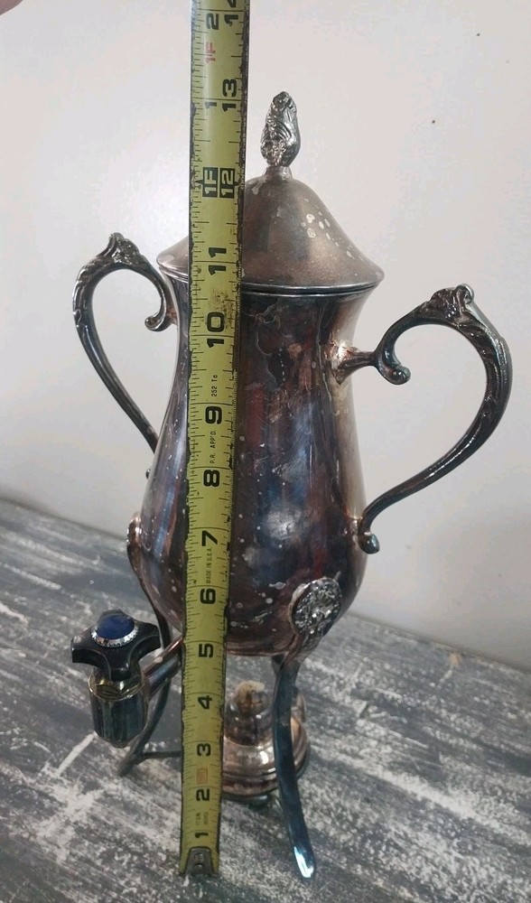 Silver-Plated Coffee or Tea Urn Warmer w/Burner