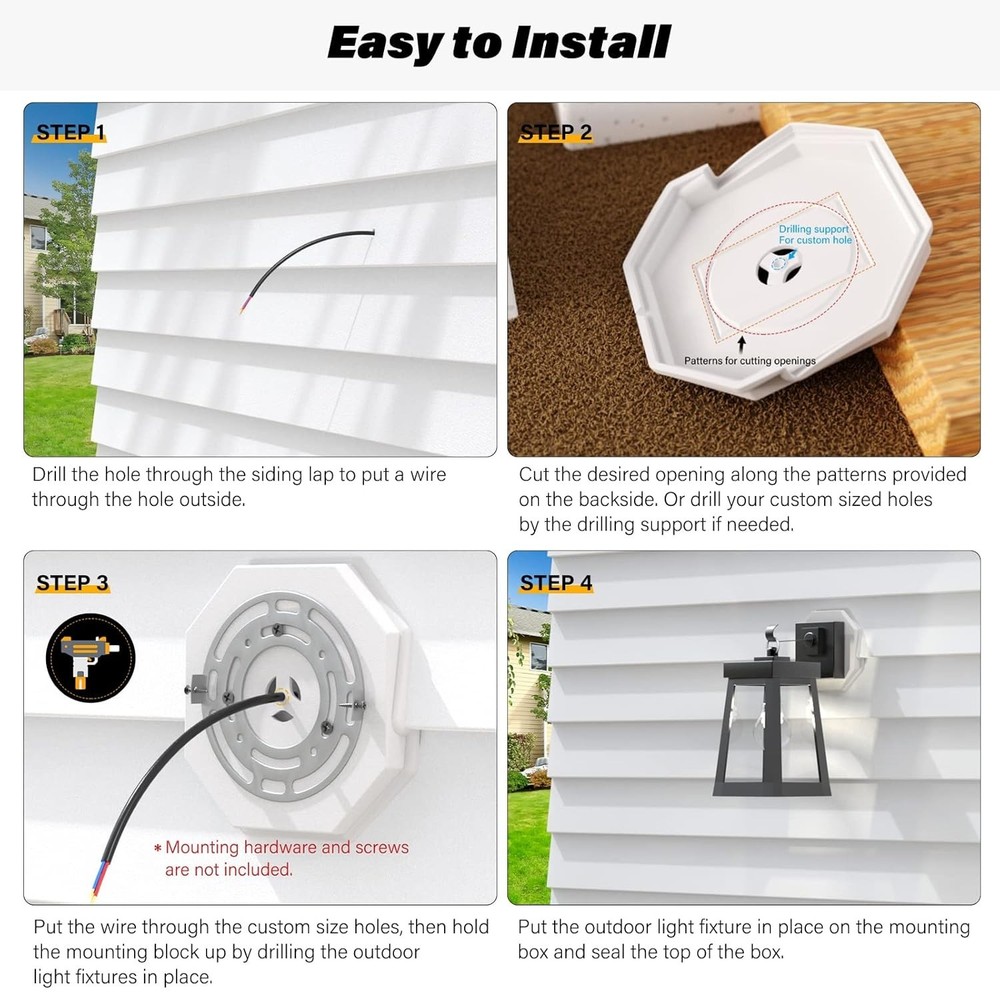 Easy Install Vinyl Siding Mounting Block, 2 Pack