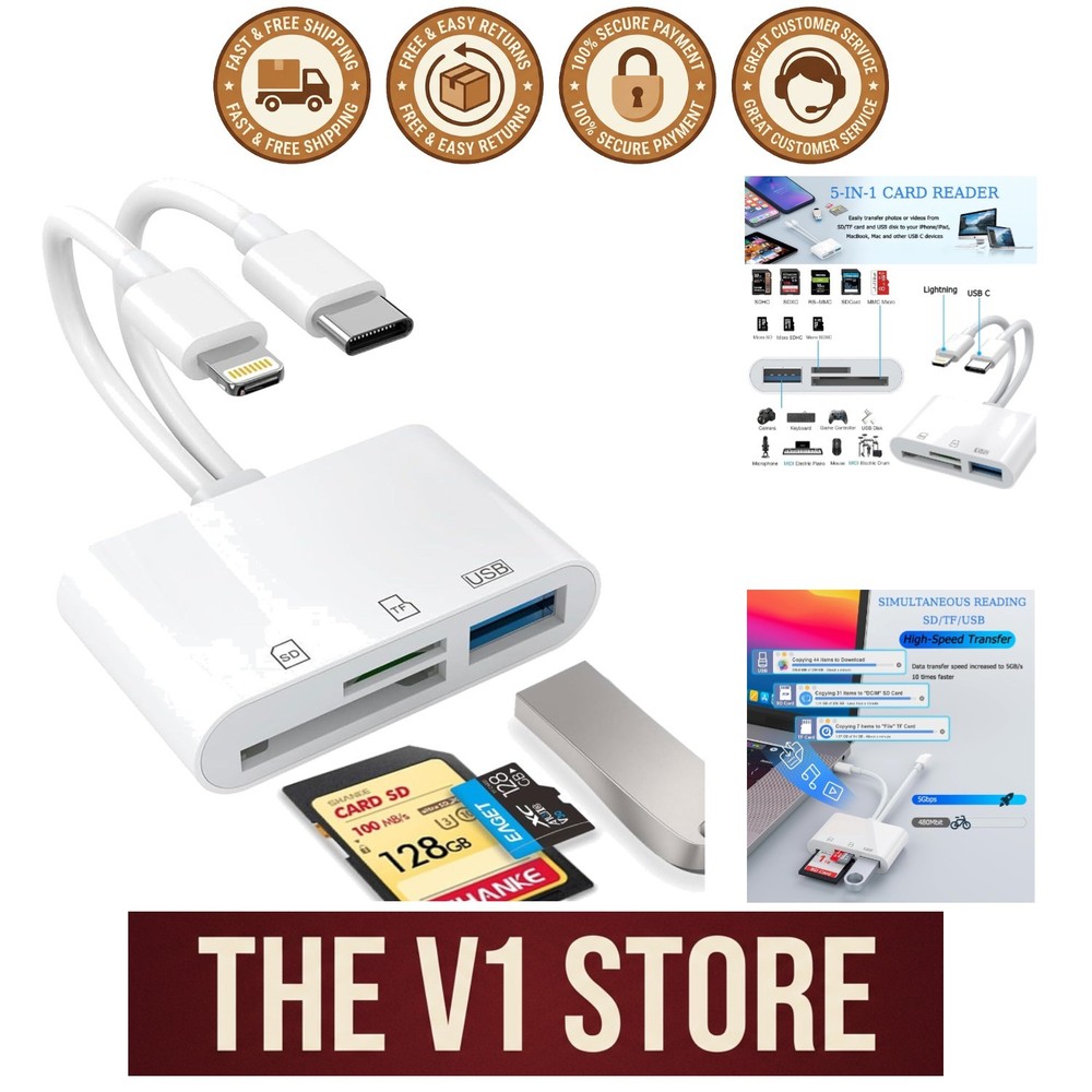 Quick Data Transfer USB C Memory Card Reader for iPhone/iPad - No Driver Needed