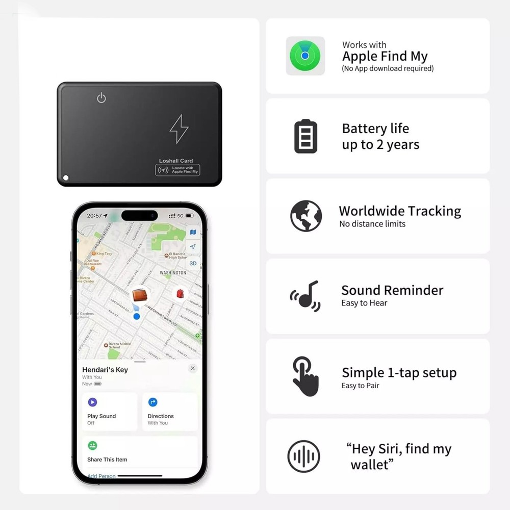 New Bluetooth Wireless Charging Smart Card Tracker Ultra-Thin ABS Wallet Tracker