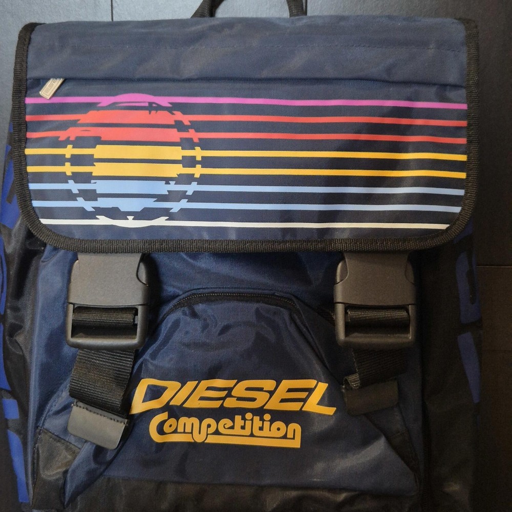 Vintage Diesel Competition Backpack with Colourful Stripe Design