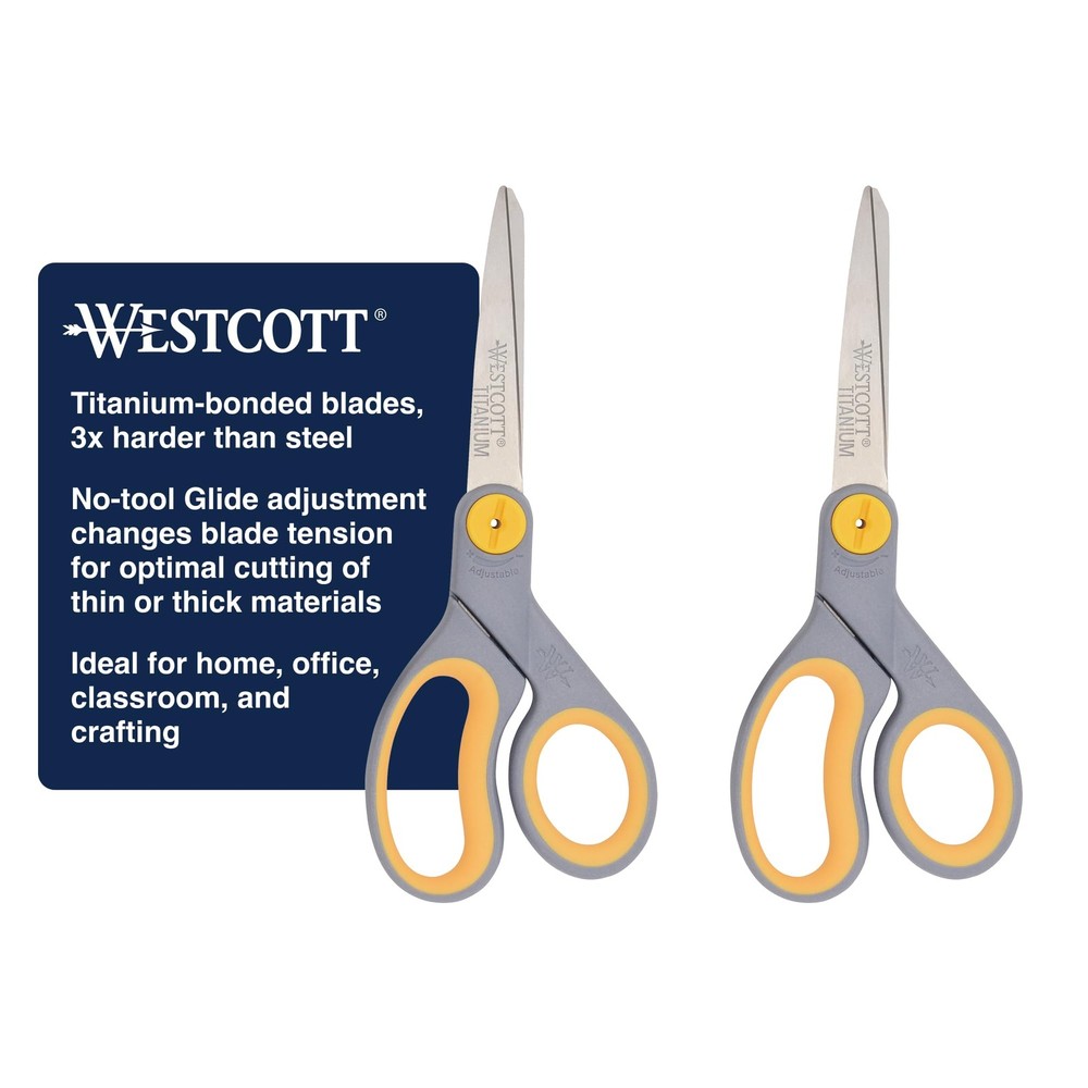 8" Titanium Bonded Scissors, 2-Pack - Durable Multipurpose Cutting Tools