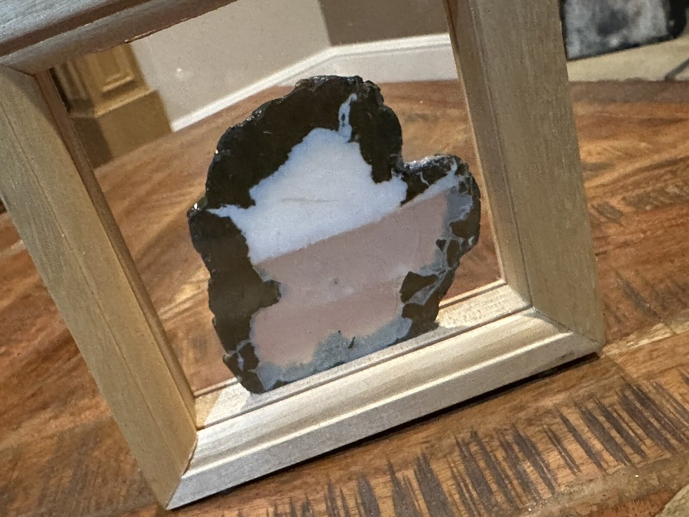 Oregon Thunder Egg Slice Polished Stone Framed 3” X 3”