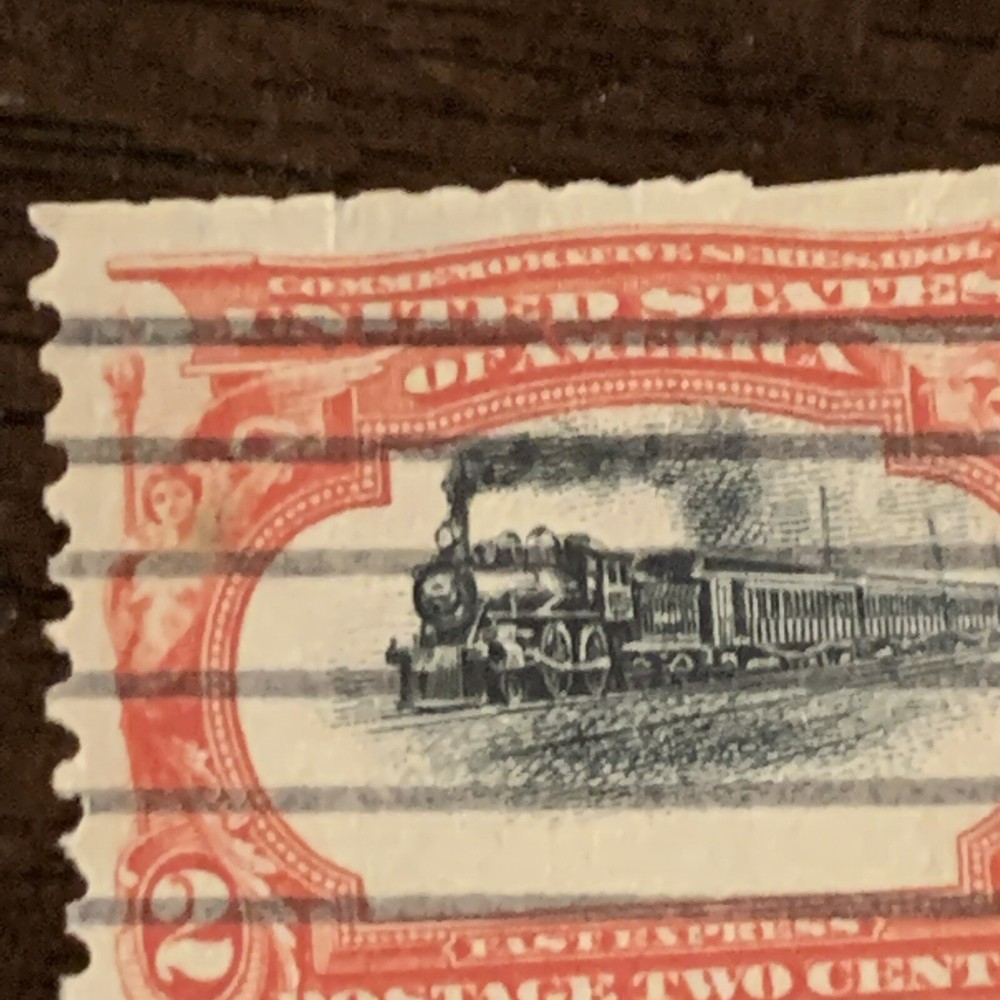 1901 US STAMP #295 SHIFTED HIGH 2C PAN-AMERICAN TRAIN