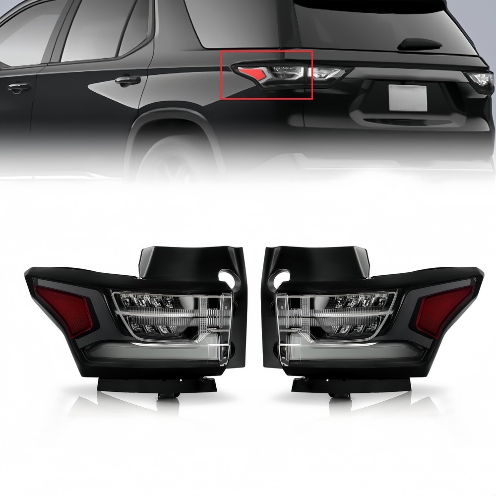For 2018-2021 Chevy Traverse Full LED Tail Lights Black Outer Left+Right Pair