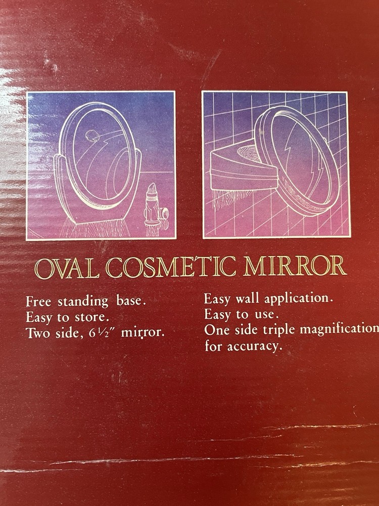 VTG Milky Tortoise Plastic Tilting Makeup Tabletop or Wall Mirror Double Sided