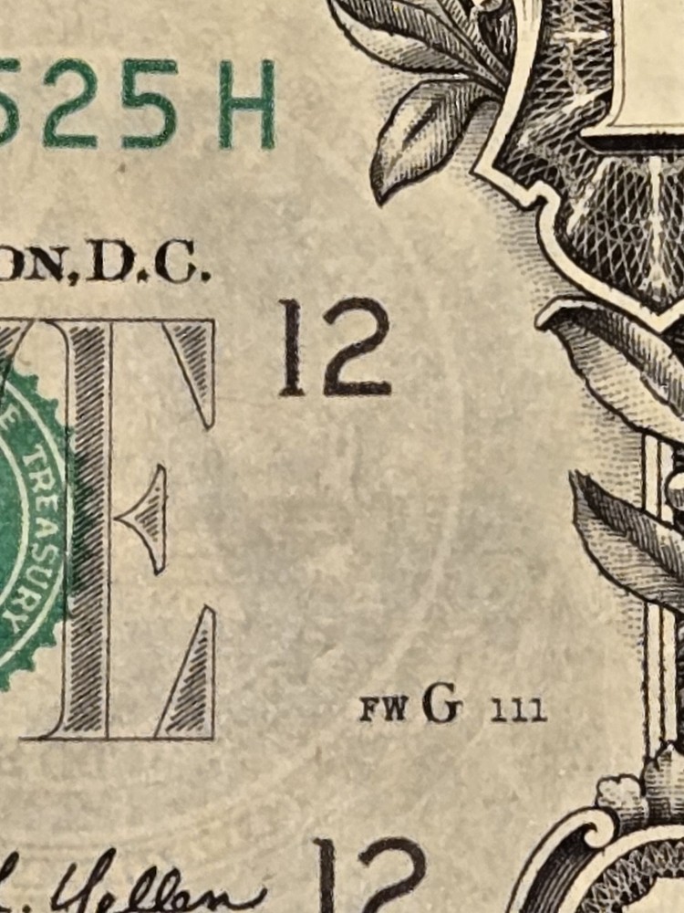 2021 wet Ink Transfer Error 1 Dollar US Bill Note