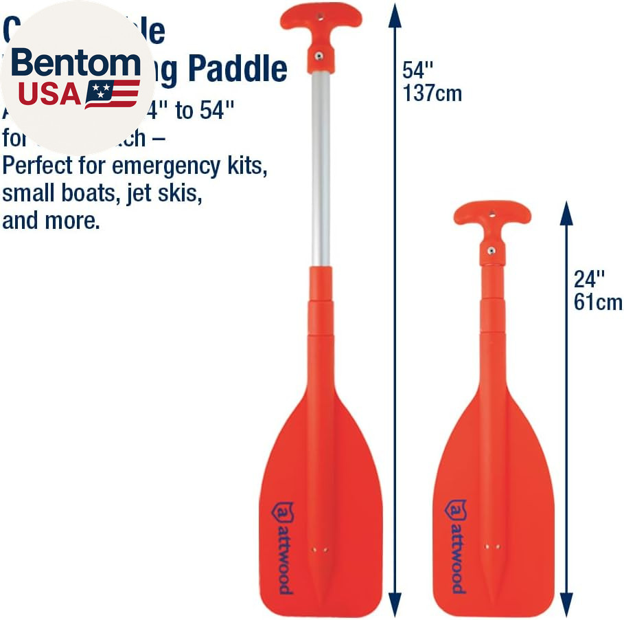 Emergency Telescoping Paddle for Boating, Orange