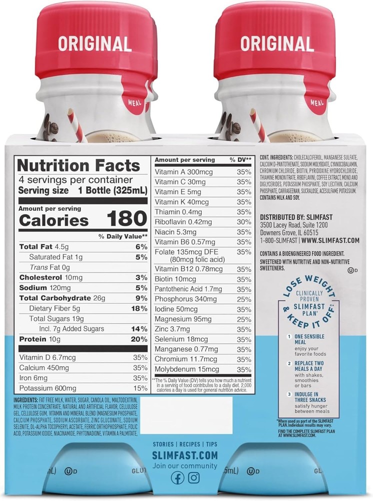 SlimFast Meal Replacement Shake, Original Cappuccino Delight,