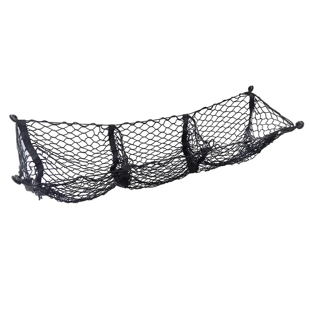 Stretchable Black Mesh 3 Pocket Trunk Cargo Organizer Bin Bag Storage Net Holder