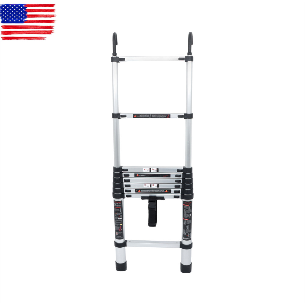 8.5 FT Folding Aluminum Telescoping Ladder Telescopic Multi Purpose 330 Lbs
