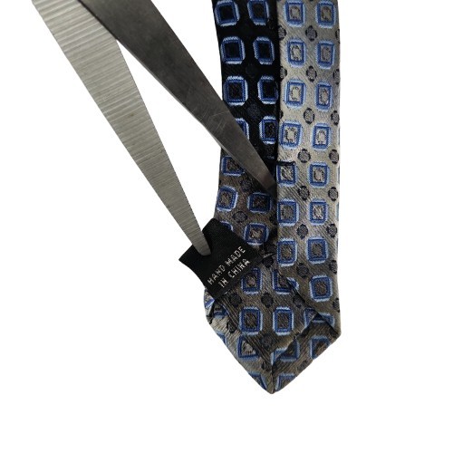 Pronto Uomo Gray Blue Square 100% Silk Tie-Extra Long