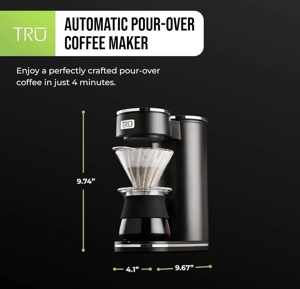 TRU Automatic Pour Over Coffee Maker with Digital Controls & Plastic Cone READ