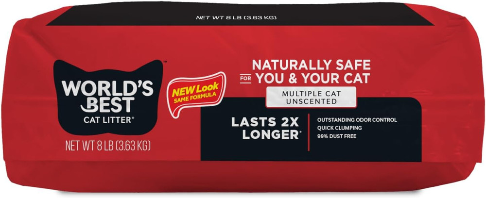 Multiple Cat Unscented, 8-Pounds - Natural Ingredients, Quick Clumping, Flushabl