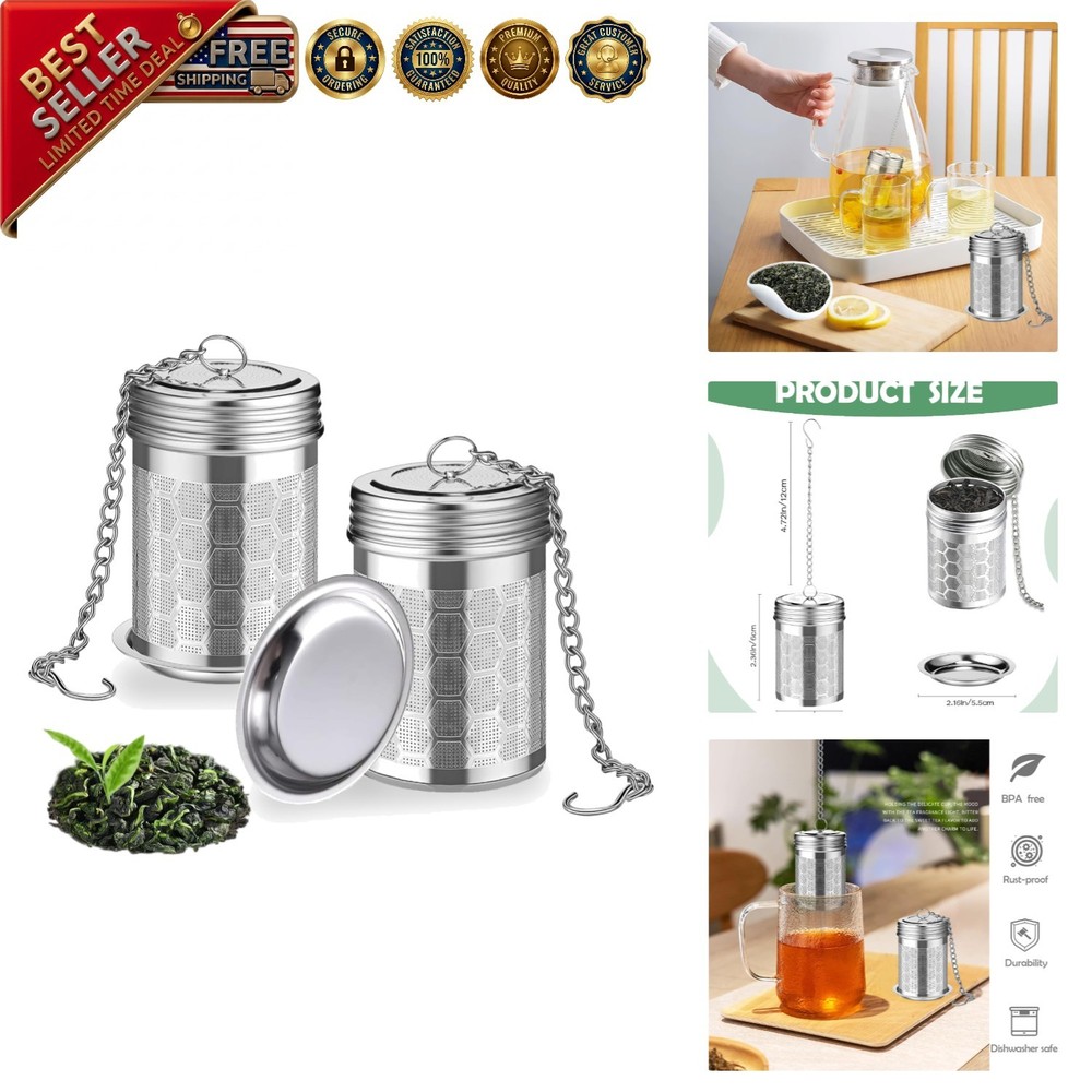 2 Pack Tea Infuser for Loose Tea, Extra Fine Mesh Tea Strainers Teapot Cups