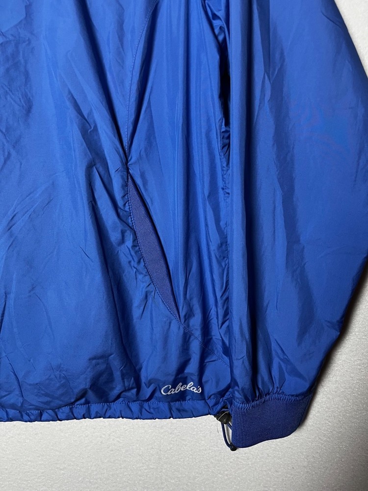 Cabelas Men Jacket MEDIUMBlue Pullover Windbreaker Outdoor Zip Pockets Mesh Line