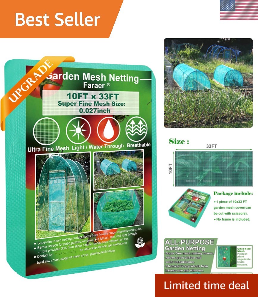 10x33ft UV Stabilized Green Mesh Netting - Effective Shield for Plants & Crops