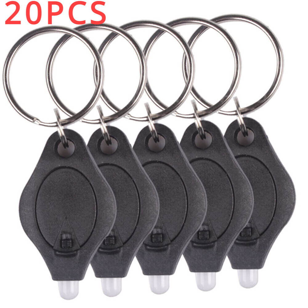 7/20pcs Mini Bright LED Micro Light Keychain Squeeze Light Key Ring Camping Gift