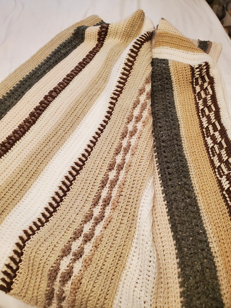 Beautiful Handmade Earth Tone Textured Crochet Throw