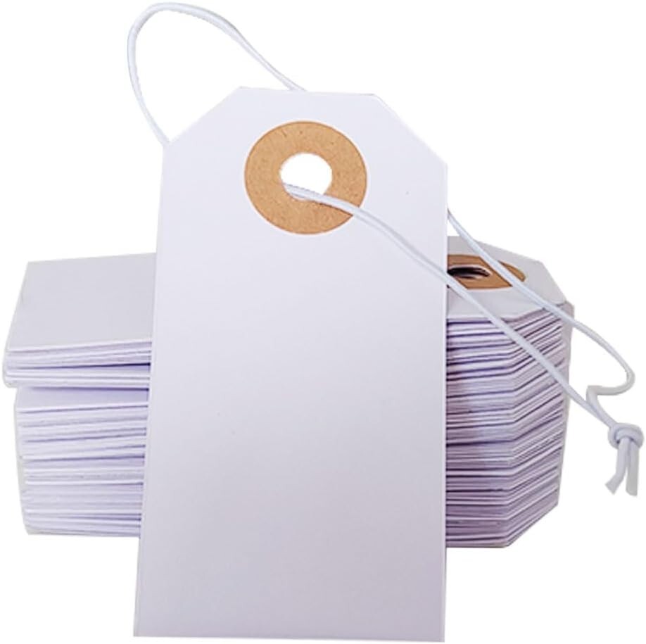 100 Pcs Price Tags with String, Small Price Tags Hanger Stocking Writable Tags,