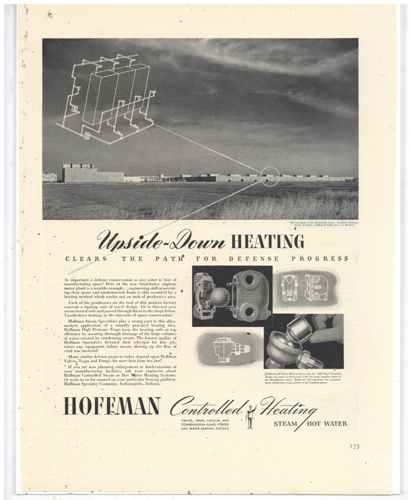 1942 Hoffman Specialty Co. Ad: Studebaker Aircraft Division Plant Pictured
