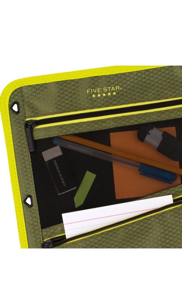 2 Pack-Five Star Large Pencil Pouch Olive/Citrus