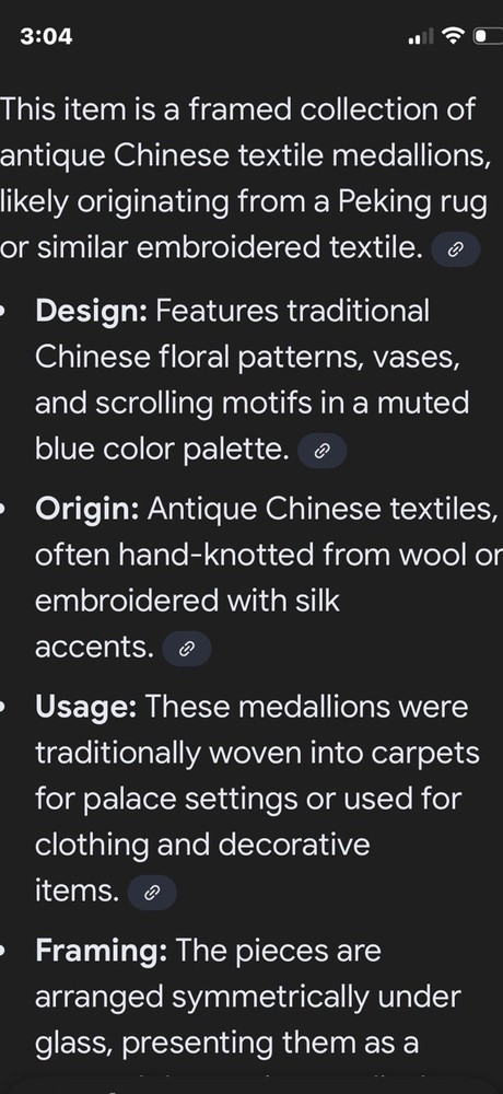 Chinese Medallions Textiles Framed