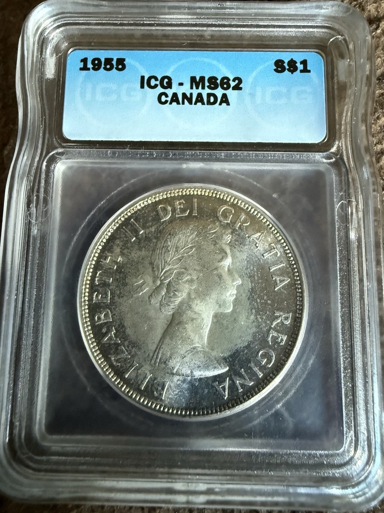 1955 canada silver dollar ICG MS 62