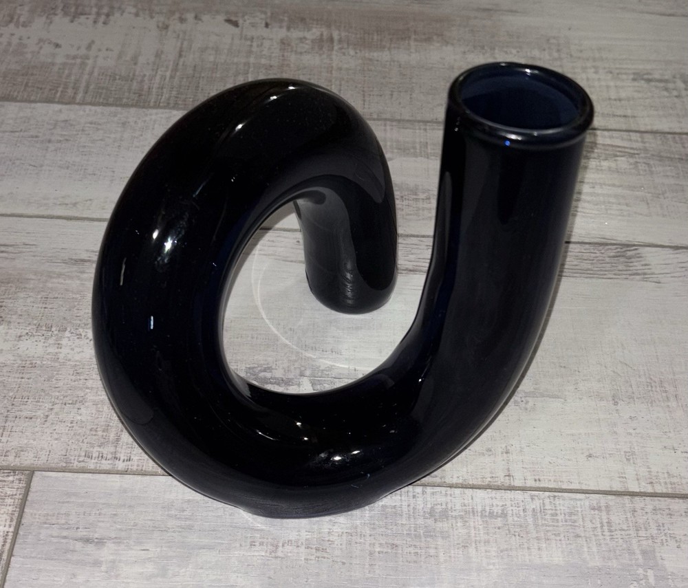Threshold Modern Glass Vase Loop - Dark Blue - 6” Height - NEW