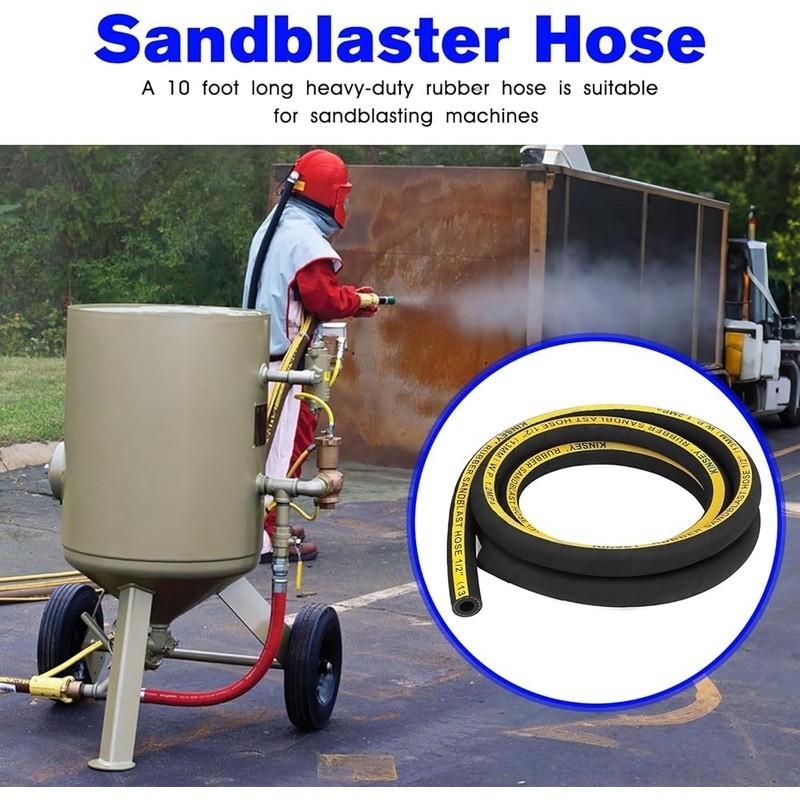 10ft Sandblasting Hose Heavy Duty Rubber High Pressure Sandblaster Use