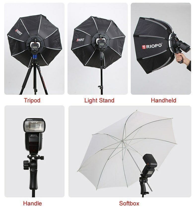 Triopo 65cm Flashlight Handgrip Umbrella Speedlight Flash Octagon Softboxes Box