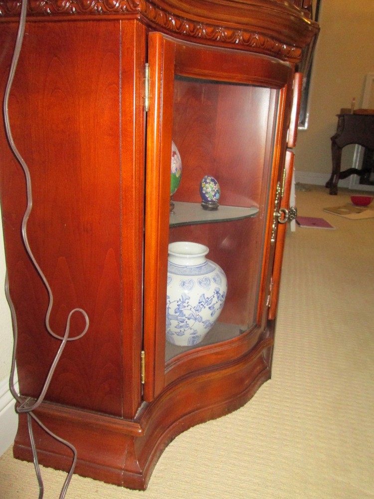 Georgian Solid Mahogany china buffet curved glass and light