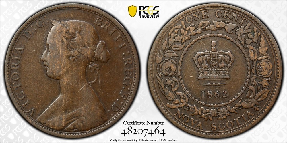 1862 Nova Scotia large cent PCGS VF25