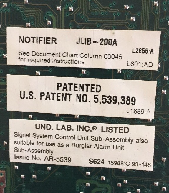 NOTIFIER JOHNSON CONTROLS LIB-200A FIRE ALARM LOOP INTERFACE BOARD JLIB-200A