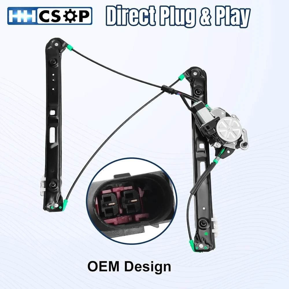 Front Left Driver Side Power Window Regulator with Motor Compatible with BMW