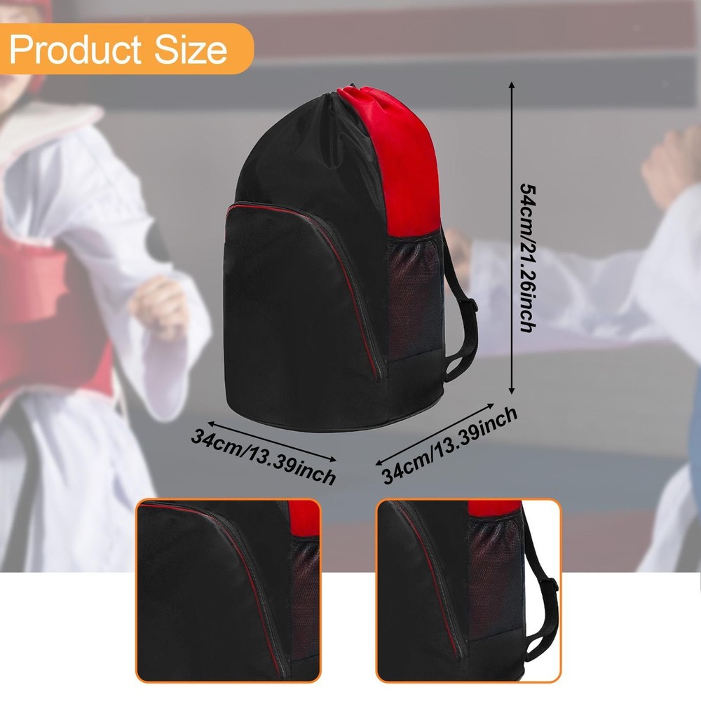 Taekwondo Backpack Drawstring Protective Gear Storage Bag for Sparring Match