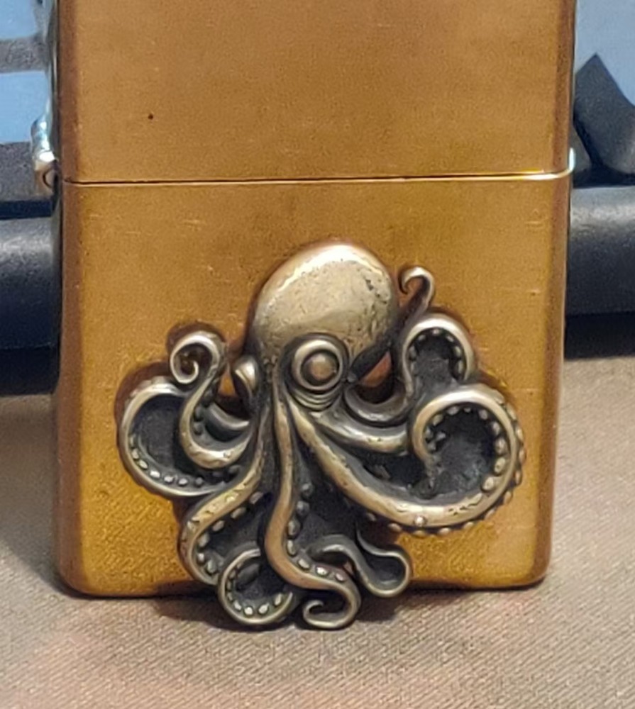 1 piece Brass Octopus statue sticker Lighter DIY Accessory