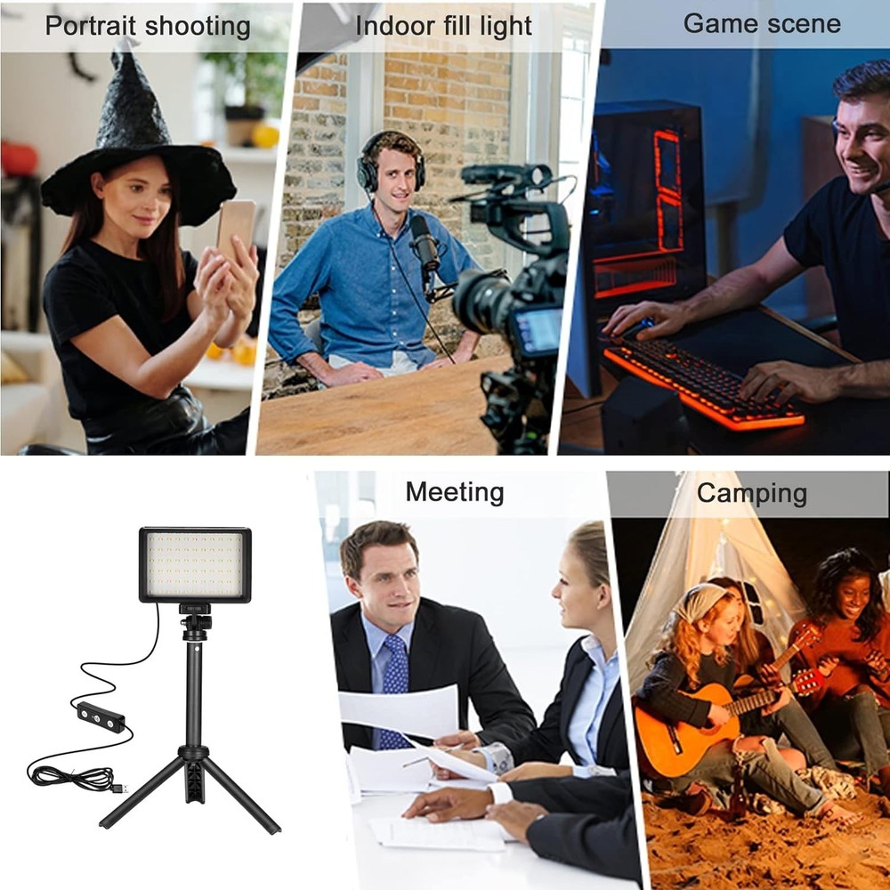 Adjustable LED Video Lights 2-Pack: USB Light Panels for Shooting & Streaming