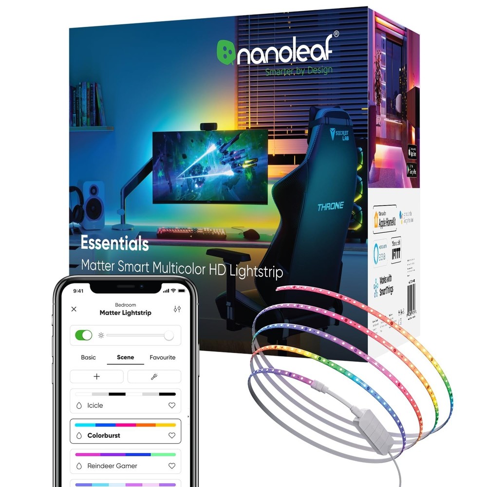 Nanoleaf Essentials Matter Bluetooth & WiFi Smart Multicolor LED Lightstrip 2...